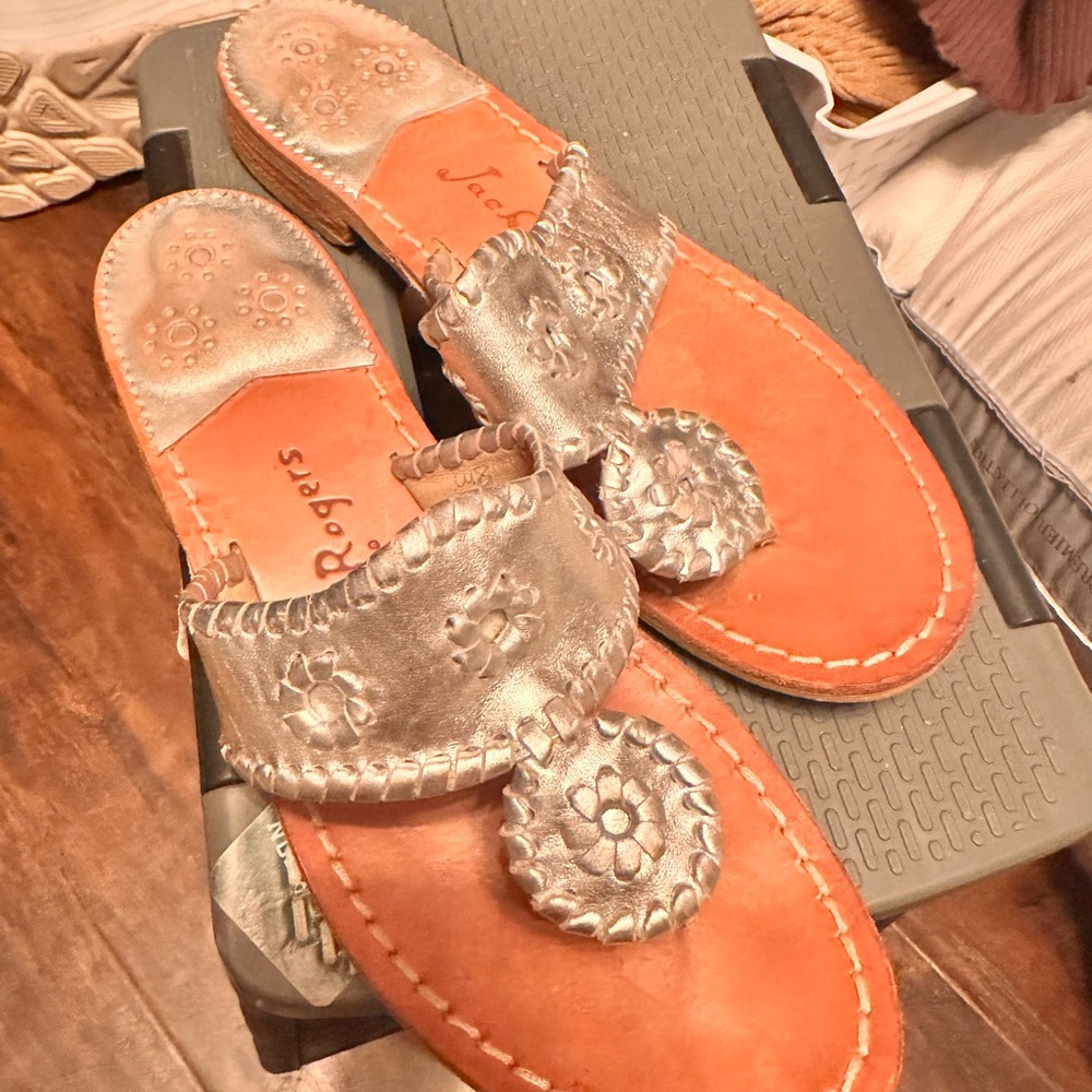 Jack Rogers Metallic Silver Sandals